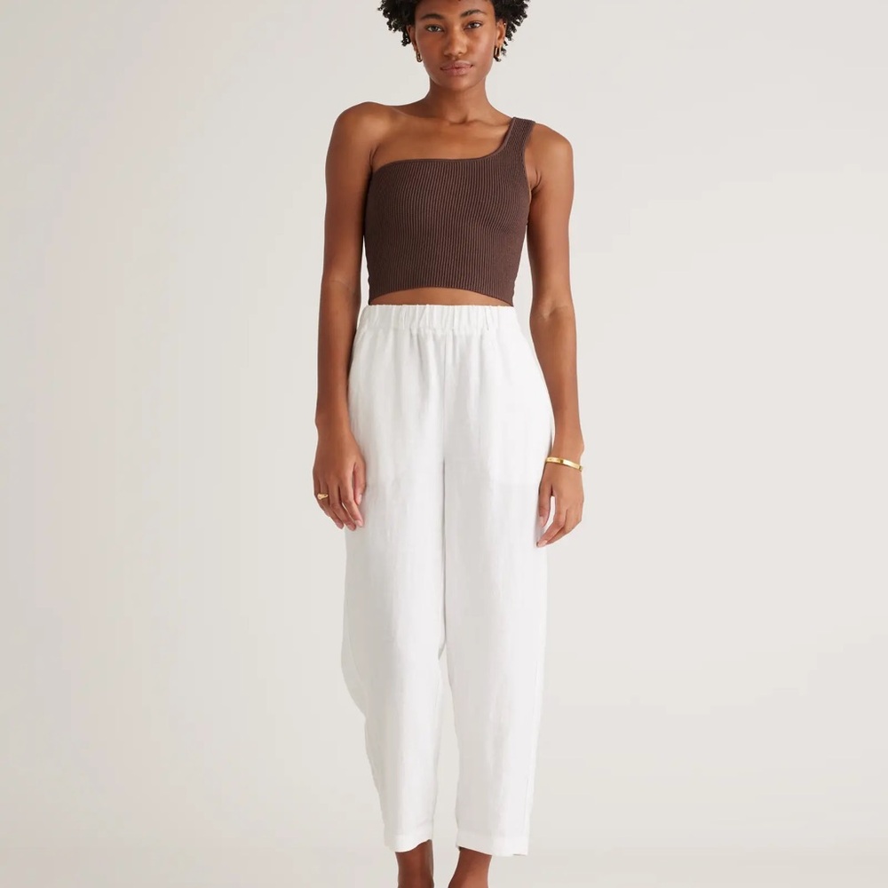 Quince White 100% European Linen Pant